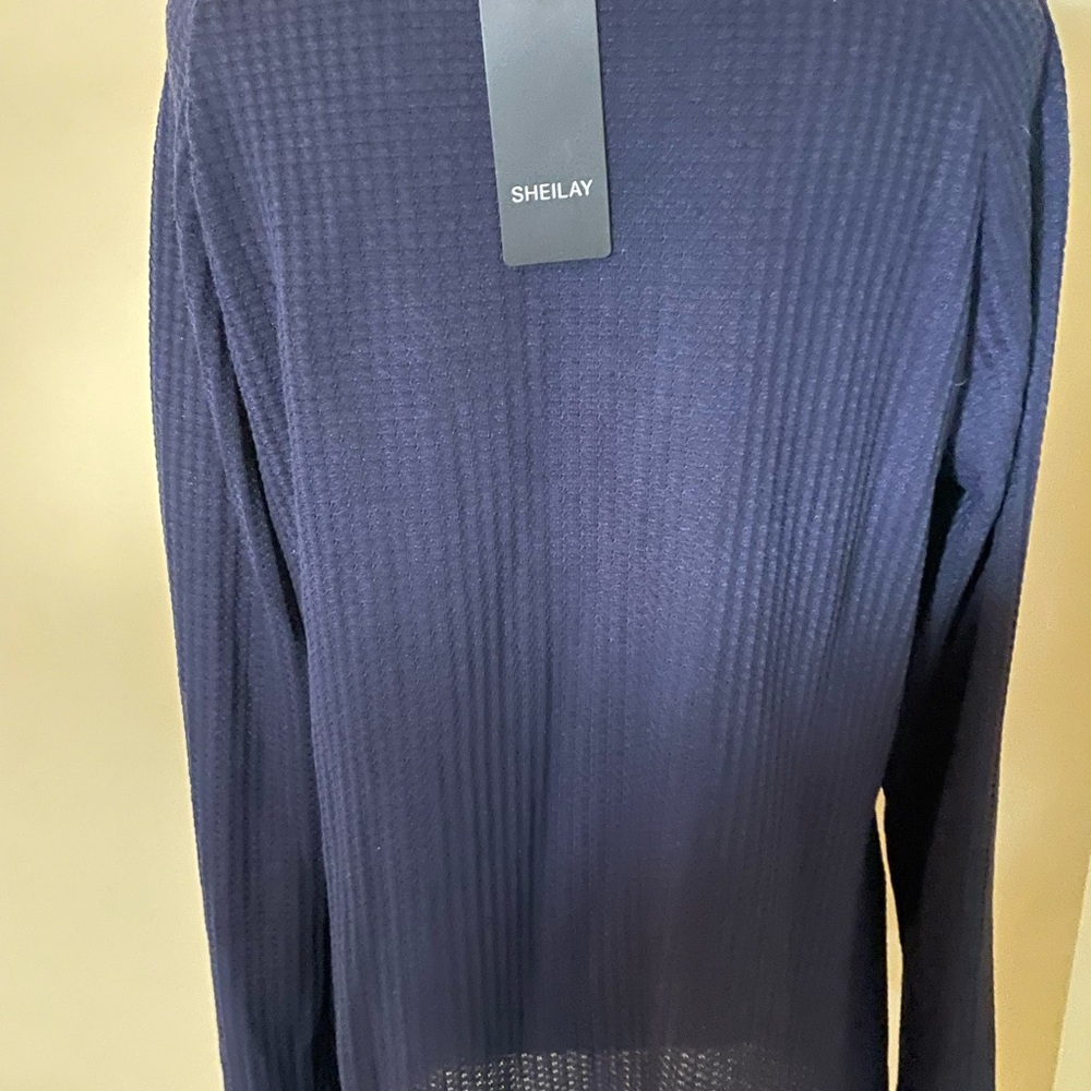 Ladys Navy Blue Sheilay Floral Waffle Knit Sweater Size XL - Picture 8 of 11